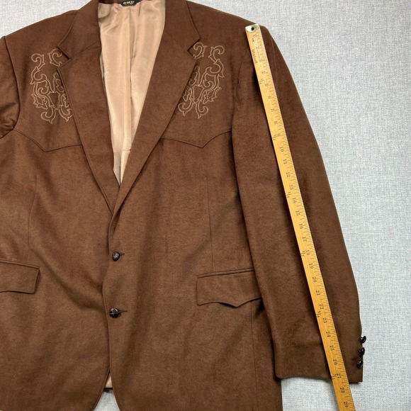 Pagano West Western Blazer Men's 54L Brown Embroidered Sport Coat Rockabilly USA - Picture 9 of 13